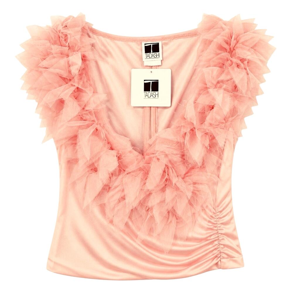 NWT Tadashi Shoji Tule “Feathers” Evening Top